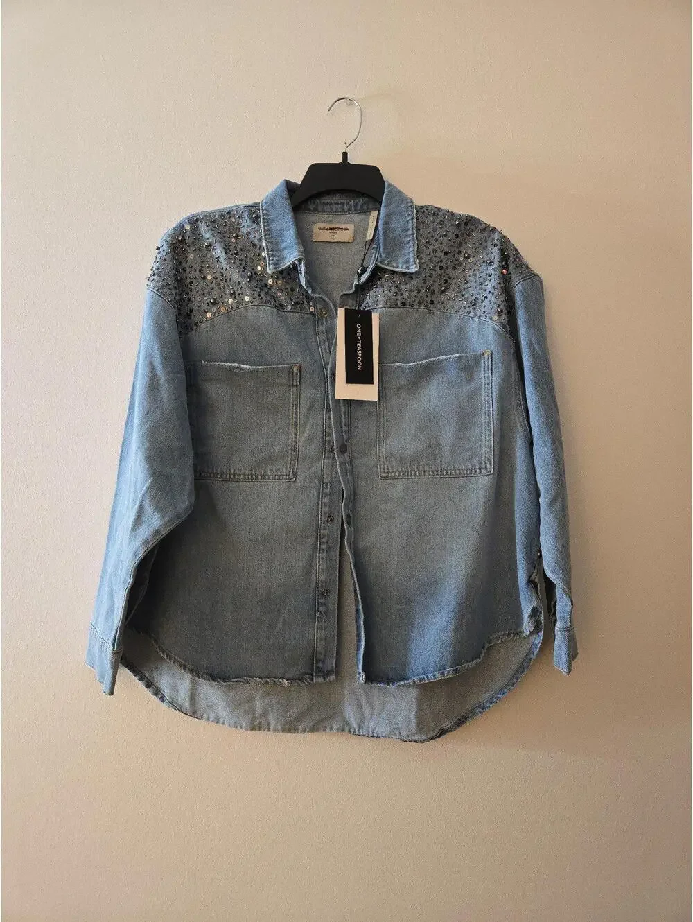 One Teaspoon Hand Embellished Daria Denim Shirt (S) - Picture 4 of 9